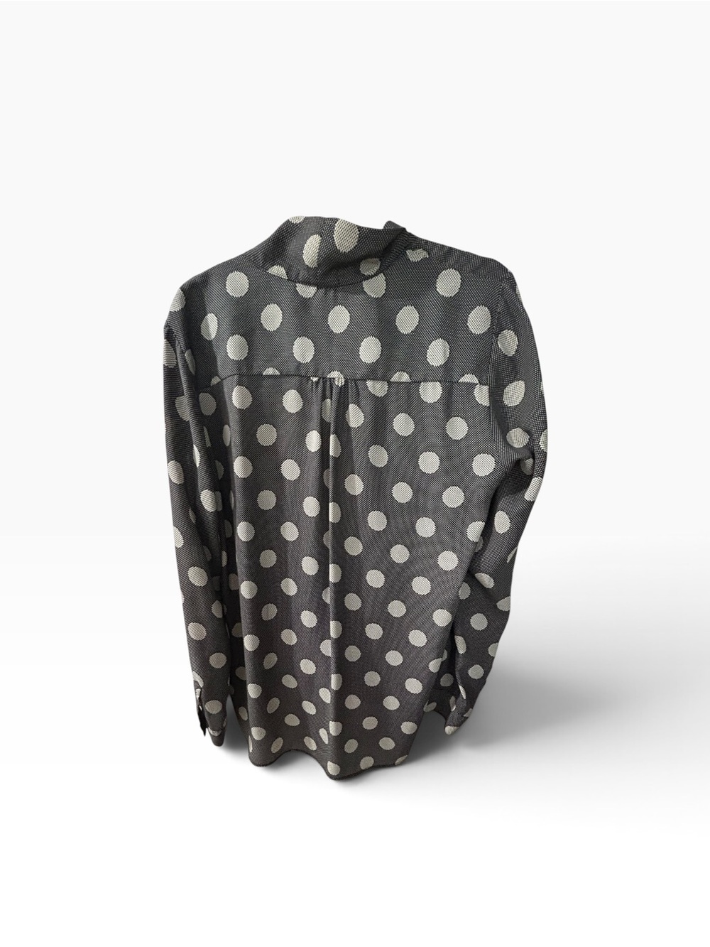 Anthropologie Pleione Black Polka Dot Wrap Blouse - Picture 3 of 6